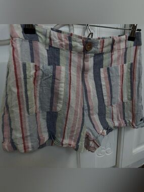 Roxy Pastel Striped Cargo Shorts in Pink, Blue & Cream